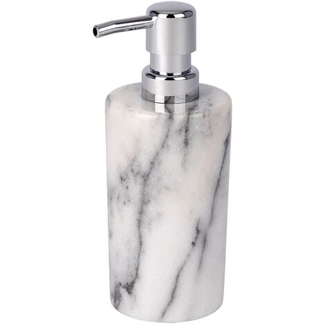 WENKO Seifenspender Onyx aus Marmor, 230 ml, Grau, Marmor weiß