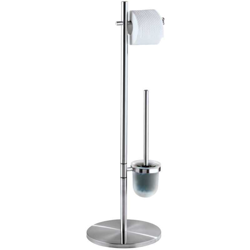 WENKO Pieno Stand WC-Garnitur 18452100 , Maße: 26,5 x 79 x 25,5 cm, Farbe: Silber / Satiniert