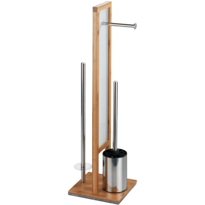 Wenko - Porte-papier hygiénique et brosse wc rivalta, 3in1, bambou