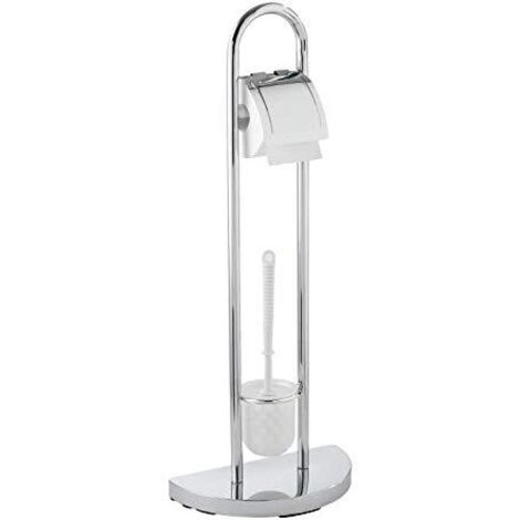 WENKO Servitore WC 2in1 Spazzola WC e portarotolo carta igienica, esclusivo Cosenza, cromato, 33x84x18 cm, lucido