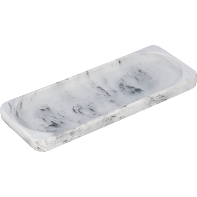 Wenko - Plateau de rangement salle de bain Desio, vide poche, Polyrésine effet marbre, 30x2x11 cm, gris - blanc