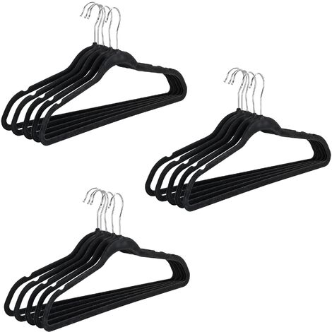 Wanym Grucce Appendiabiti Velluto Nero, Grucce Appendiabiti Lunghe 44,5cm, Salvaspazio, capacità di Carico Elevata, Gancio Girevole a 360°, per Cappotti Camicie Completi,100PACK
