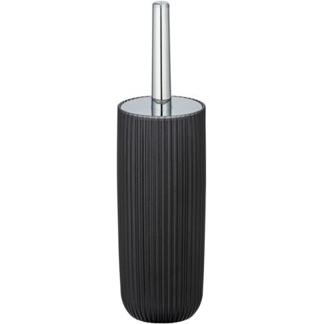 WENKO Set WC Agropoli Grigio, portascopino chiuso in plastica di qualità dalla forma scultorea e con superficie smerigliata, scopino WC igienico, Ø 10 x 36,5 cm