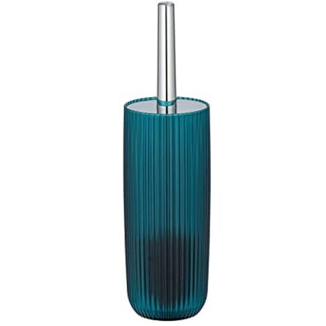 WENKO Set WC Agropoli Petrol, portascopino chiuso in plastica di qualità dalla forma scultorea e con superficie smerigliata, scopino WC igienico, Ø 10 x 36,5 cm