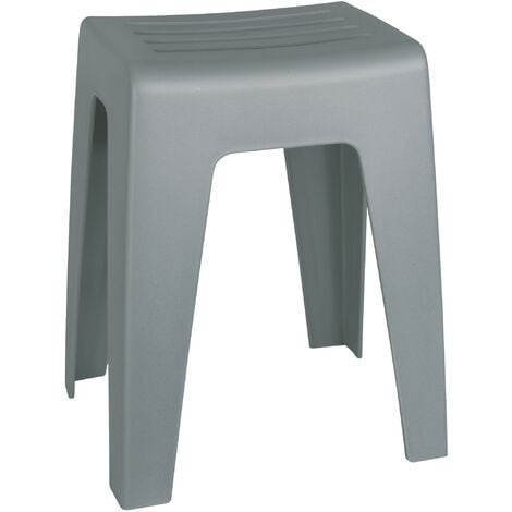 WENKO Sgabello Kumba per bagno, sgabello per doccia, in plastica, 38x47x32 cm, colore grigio