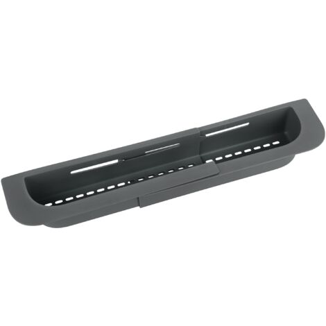 Wenko Sgocciolatoio Fino, Ripiano di Appoggio Supplementare in Plastica per Riporre e Sistemare Accessori di Lavaggio, Estraibile Fino a 49,5 Cm, Adatto Anche Come Scolaposate, Grigio
