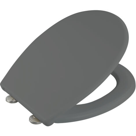 Wenko – Siège de toilette gris antibactérien – Duroplast – Système Easy-Close – Fixation inox résistante aux intempéries