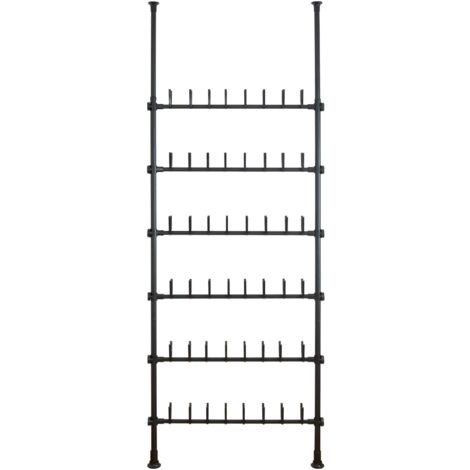 WENKO Sistema telescopico HERKULES Shoes nero - sistema regolabile di organizzazione, scaffale per scarpe, Acciaio, 94 x 165-300 x 9 cm, Nero