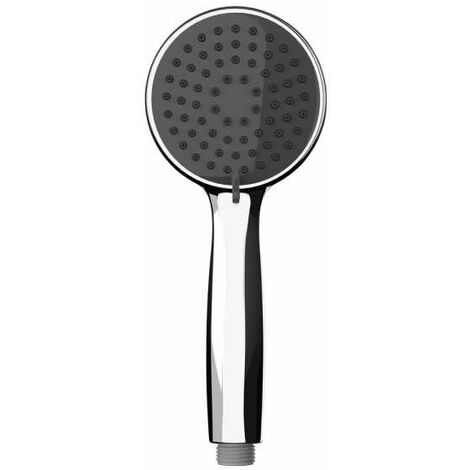 WENKO Soffione doccia Basic, Soffione doccia a 3 getti, soffione universale con attacco standard 1/2", facile pulizia del calcare, Plastica cromata di alta qualità, ø10 cm, grigio