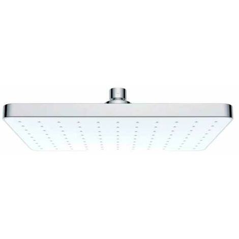 WENKO Soffione doccia effetto pioggia Automatic Cleaning anticalcare, doccetta italiana con ugelli autopulenti, attacco universale 1/2", design quadrato, Plastica, 25x17 cm, cromato - bianco