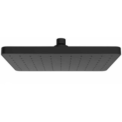 WENKO Soffione doccia effetto pioggia Automatic Cleaning anticalcare, doccetta italiana con ugelli autopulenti, attacco universale 1/2", design quadrato, Plastica, 25x17 cm, nero