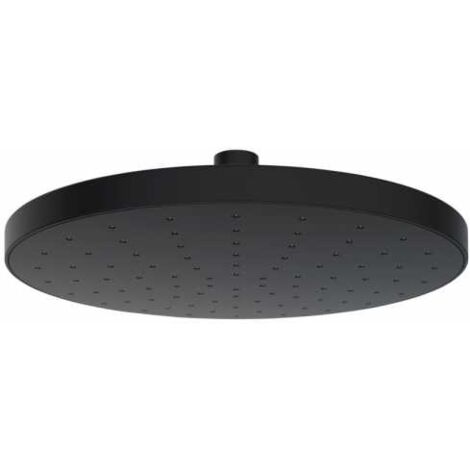 WENKO Soffione doccia effetto pioggia Automatic Cleaning anticalcare, doccetta italiana con ugelli autopulenti, attacco universale 1/2", design rotondo, Plastica, ø22,5 cm, nero
