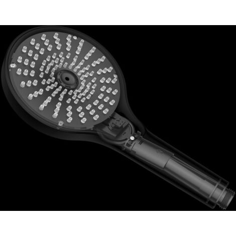 WENKO Soffione Doccia Ultimate Shower, Doccetta a Mano con 3 Funzioni, pochi Spruzzi e silenzioso, Plastica con Collegamento universale ½“, adatto per Riscaldatore di Flusso, Ø 13 cm, Nero/Grigio