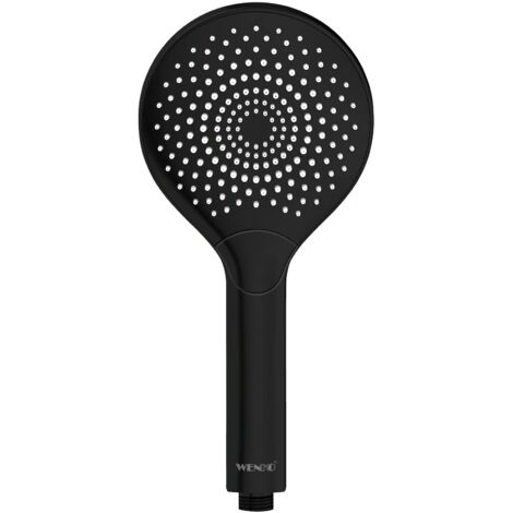 Wenko Soffione doccia Watersaving nero opaco, doccetta universale con sistema di risparmio d'acqua e 3 tipi di getto