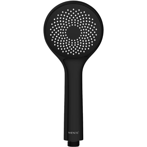Wenko Soffione doccia Watersaving nero opaco universale doccia doccia con sistema di risparmio idrico, Nero Opaco
