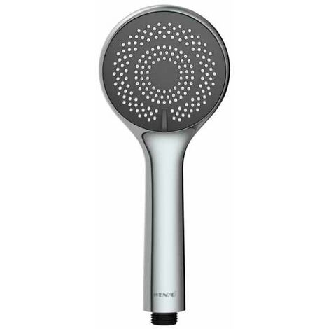 WENKO Soffione doccia Watersaving, soffione con 3 getti, risparmia fino al 40% di acqua senza compromettere la pressione dell'acqua, attacco universale 1/2", plastica ABS, ø9,6 cm, cromato - grigio
