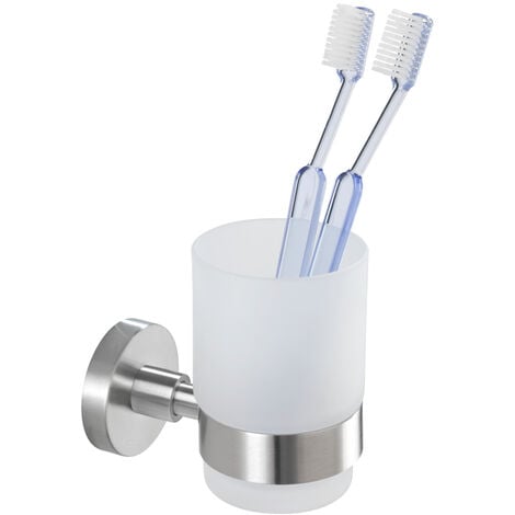 PrimeMatik - Vaso 78mm diámetro porta cepillo de dientes con soporte porta  vaso de pared modelo Spool