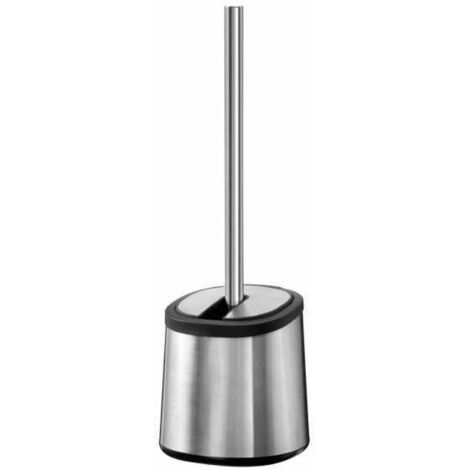 WENKO Spazzola WC Kerr, spazzola WC nera, in acciaio inossidabile, Ø 12,5x40 cm, opaco