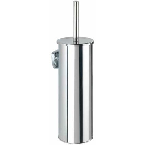 WENKO Spazzola WC Sospesa a Muro Basic, spazzola wc nera, design chiuso, acciaio inossidabile, 10x37x10,5 cm, lucido