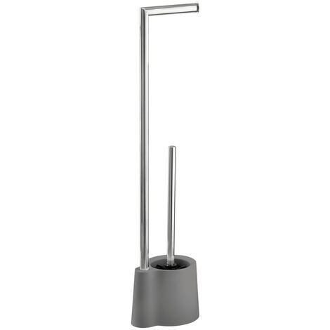 WENKO Stand WC-Garnitur Avola Grau, Grau, Polypropylen grau, Edelstahl rostfrei glänzend