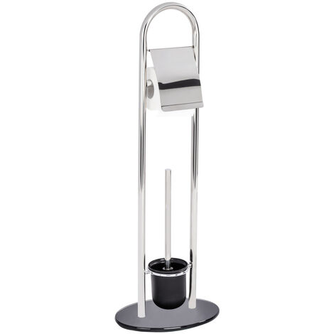 WENKO Stand WC-Garnitur Toilettenbürste Klobürste Edelstahl Papier Rollenhalter