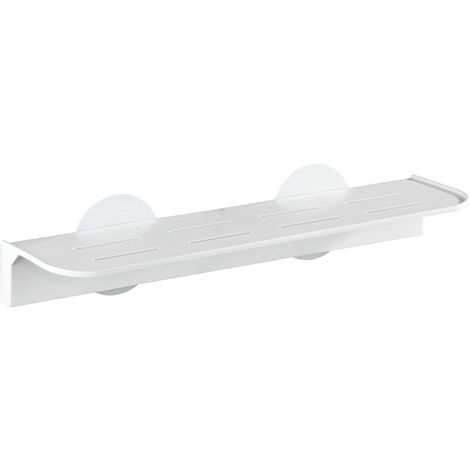 WENKO Static-Loc® Maxiablage Osimo Weiß, Befestigen ohne bohren, Weiß, Polypropylen weiß, Kunststoff (PET) weiß, Polykarbonat transparent - weiß