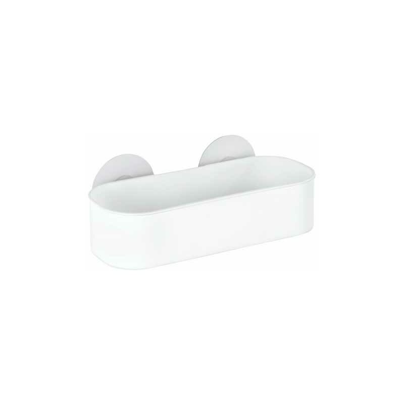 Mensola da muro per bagno Osimo, Cestino per doccia Static-Loc® senza foratura, Plastica, 27x9,5x12 cm, Bianco - Wenko