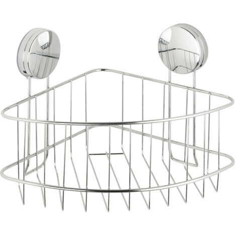 WENKO Static-Loc® Plus Eckablage Groß Osimo, Badezimmer-Ablage, Befestigen ohne bohren, Silber glänzend, Stahl chrom, Kunststoff (PET) , Kunststoff (ABS) chrom