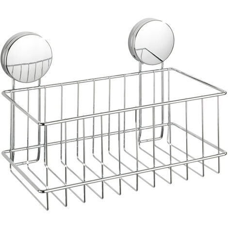 WENKO Static-Loc® Plus Wandablage Groß Osimo, Badezimmer-Ablage, Befestigen ohne bohren, Silber glänzend, Stahl chrom, Kunststoff (PET) , Kunststoff (ABS) chrom