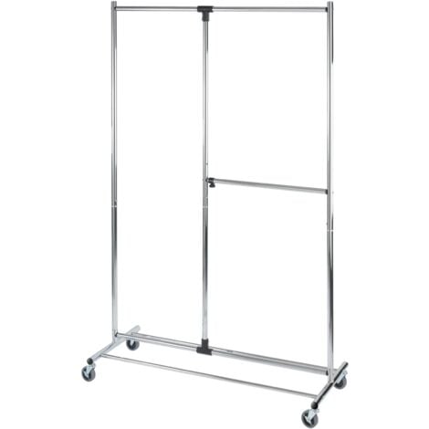 WENKO Stender portabiti Profissimo - regolabile in altezza, Metallo cromato, 116 x 188 x 49 cm, Cromo