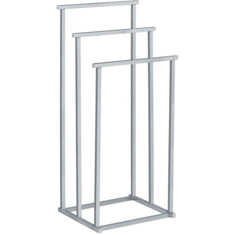 Wenko – Support à serviettes 3 bras en acier inoxydable – Installation sans perçage – Dimensions 32,5 x 38 cm – Hauteur 84,5 cm