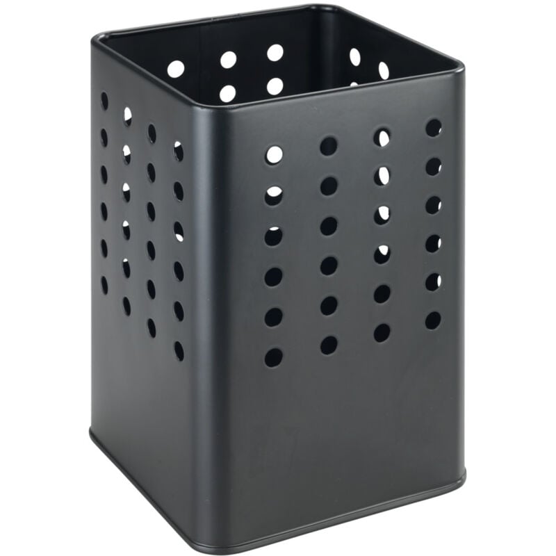 Wenko - Support à ustensiles Silio, support pratique pour ustensiles de cuisine en métal thermolaqué aux formes modernes, angulaires à motif perforé,