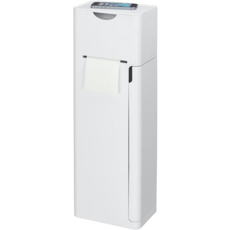Combiné WC 6 en 1 Imon WENKO, Distributeur et stockage papier, Brosse toilettes, Tiroir, compartiment de rangement et tablette, 20 x 58,5 x 15 cm Blanc