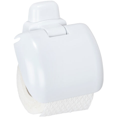 WENKO Support papier toilette mural, porte papier toilette avec couvercle, Pure, Plastique ABS, 16x5x16 cm, Blanc