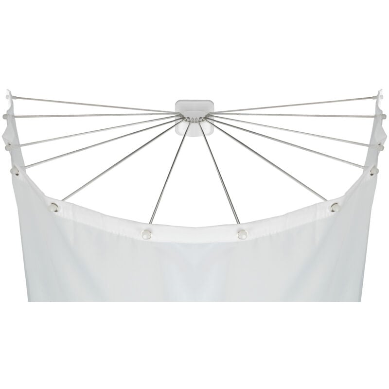 Barre de douche inox Wenko support de douche 12 bras 180 cm blanc en acier inoxydable pour rideau de douche extensible facile à installer et à