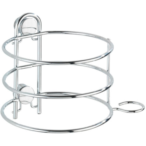 WENKO Support sèche cheveux mural, Porte sèche cheveux mural, Classic, Acier, 13,5x10,5x11 cm, brillant - Chromé