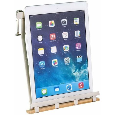 WENKO Supporto per tablet Premium, Metallo nichelato, 19 x 23 x 7.5 cm, Argento opaco
