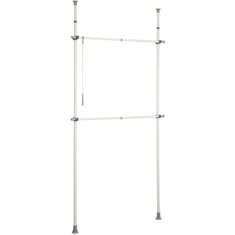 Wenko – Système de rangement télescopique 75-120 cm – Hauteur ajustable 165-300 cm – Barres métalliques peintes – Capacité 20 kg par barre