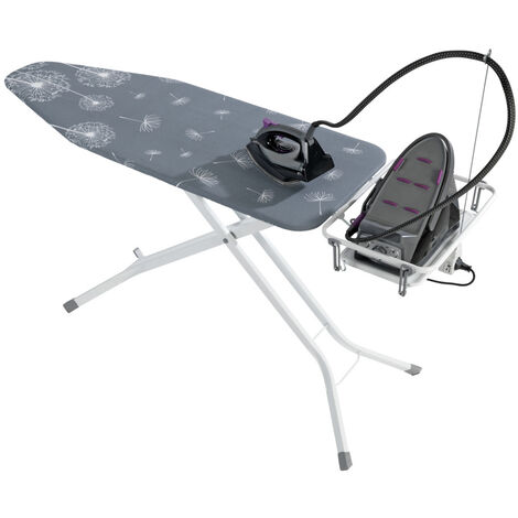 Wenko – Table à repasser professionnelle 130 x 48 cm – Housse en coton glissante – Réduit le temps de repassage jusqu'à 50% – Antenne câble intégrée