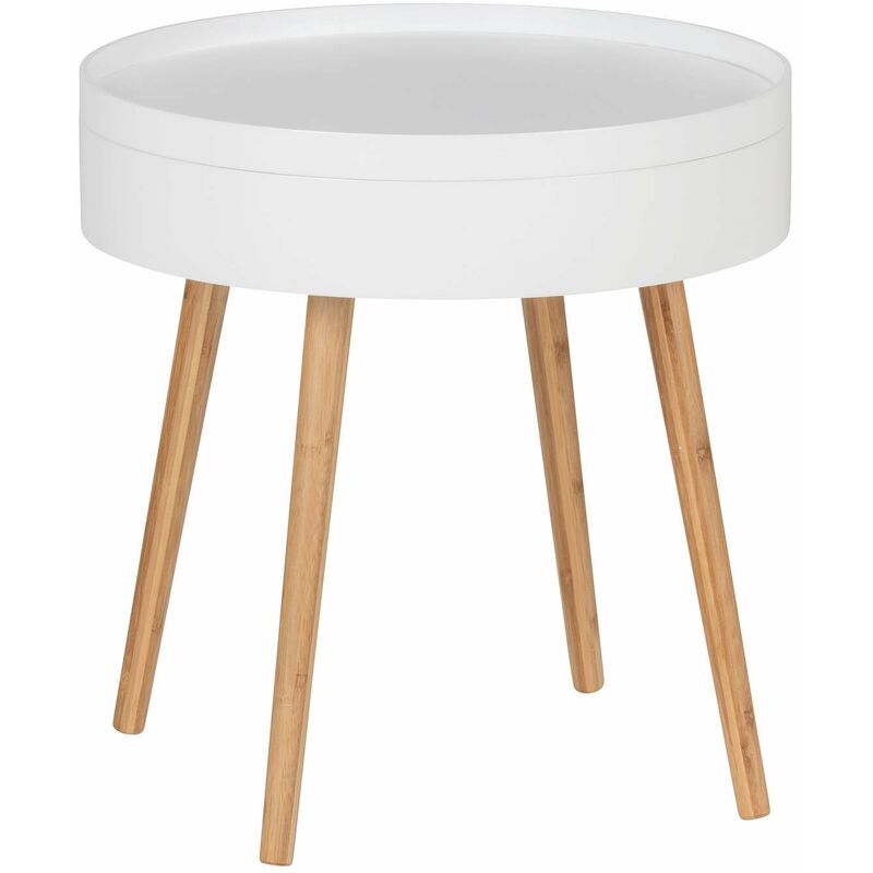 Wenko - table basse finja, bambou, ronde, blanche