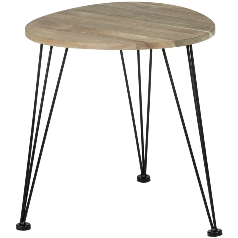 Table de chevet bois et pied métal Acina Wenko Bout de canapé bois, design industriel, bois Acacia certifié fsc et pied métal noir, 44x43x44 cm,
