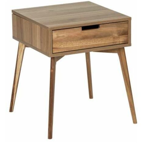 WENKO Table de nuit scandinave Acina, petite table d'appoint avec tiroir, bois Acacia certifié FSC, 50x55x50 cm, Marron