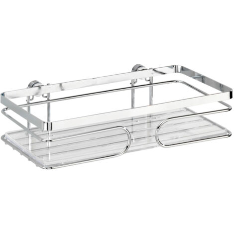 Wenko – Tablette de douche en acier inoxydable – Fixation murale avec vis et chevilles – Dimensions 24x6,5x13,5 cm – Rangement facile pour cosmétiques