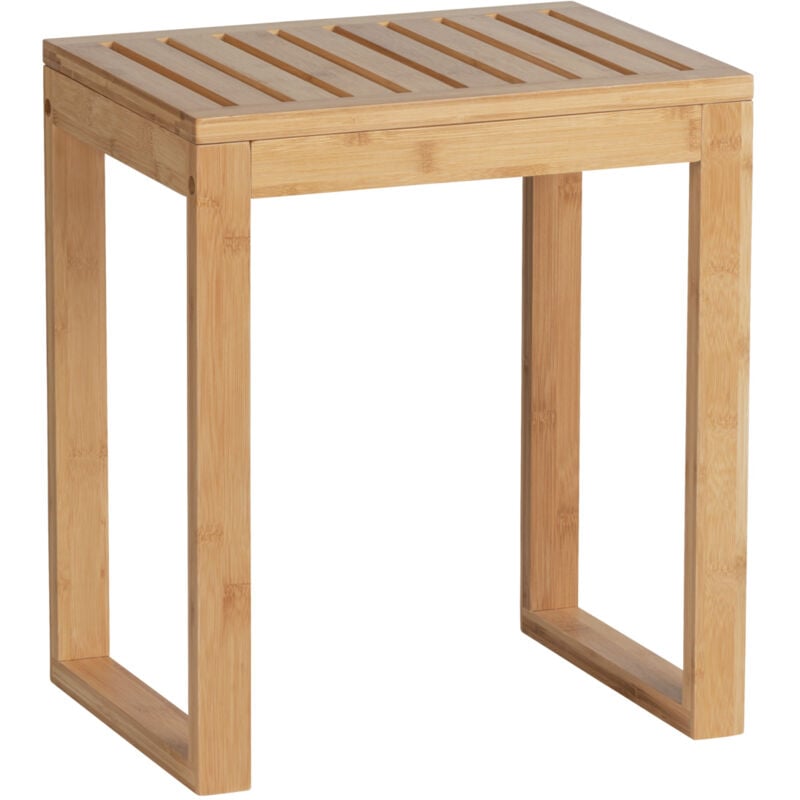 Tabouret multifonction Bambusa WENKO, Utilisation polyvalente, Support rangement, Tabouret pour coiffeuse, Table d'appoint, Bambou FSC®, 40x30x46cm,