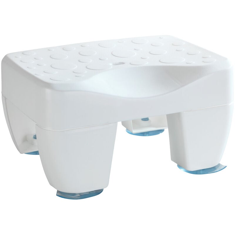 Tabouret de Baignoire Secura Wenko siège de Baignoire antidérapant Surface structurée et écoulement d'eau, Charge 120 kg, Plastique Robuste, 40x21x31