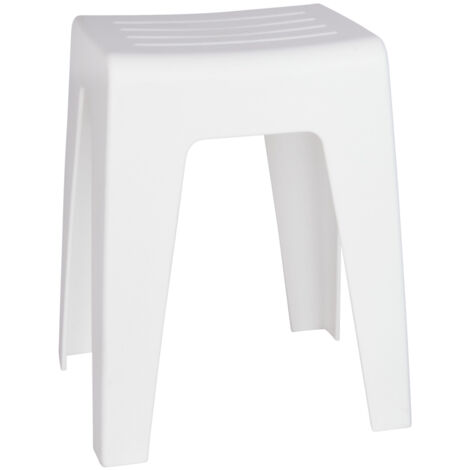 Wenko – Tabouret de salle de bain blanc 38x47x32 cm – Plastique durable – Siège profilé pour confort – Utilisation intérieure