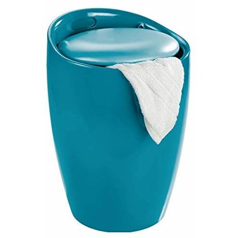 WENKO Tabouret Panier à linge, coffre à linge et tabouret salle de bain Candy, coussi...