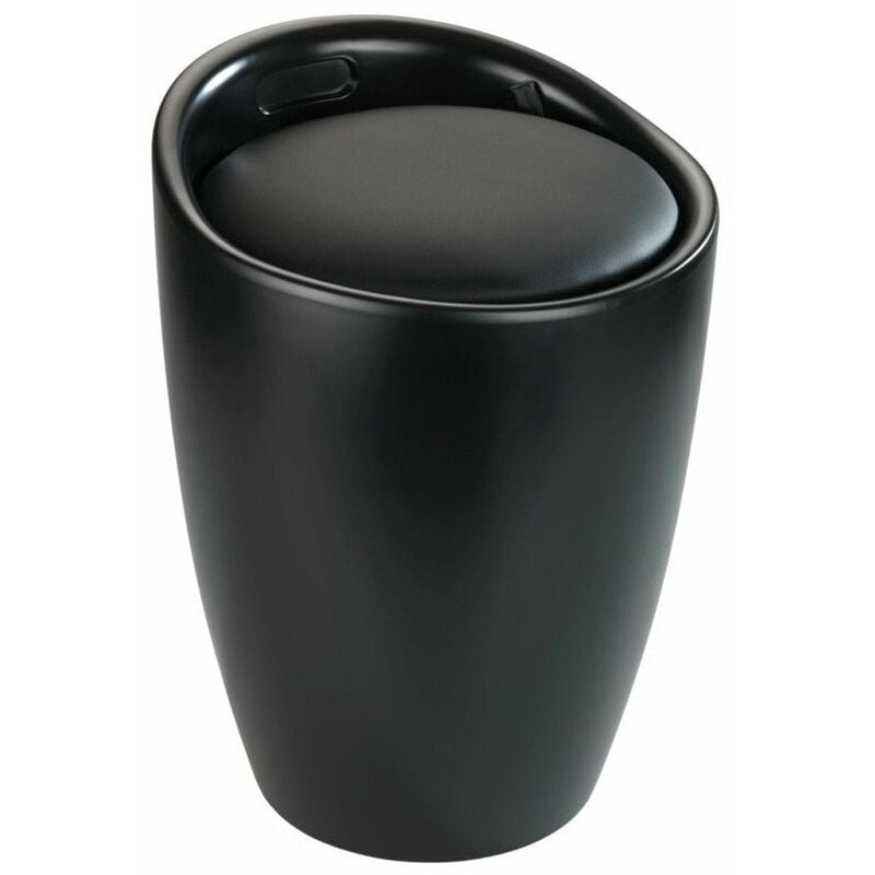 Wenko - Panier à linge avec siège candy, noir mat, 2en1