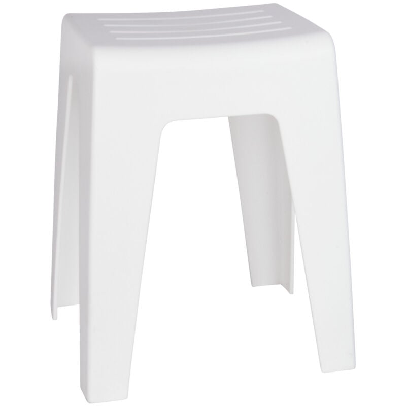 Wenko - Tabouret de bain Kumba Design moderne de haute qualité, Jusqu'à 120 kg de charge, Idéal pour salle de bain & wc, Plastique, 38x47x32 cm, Blanc
