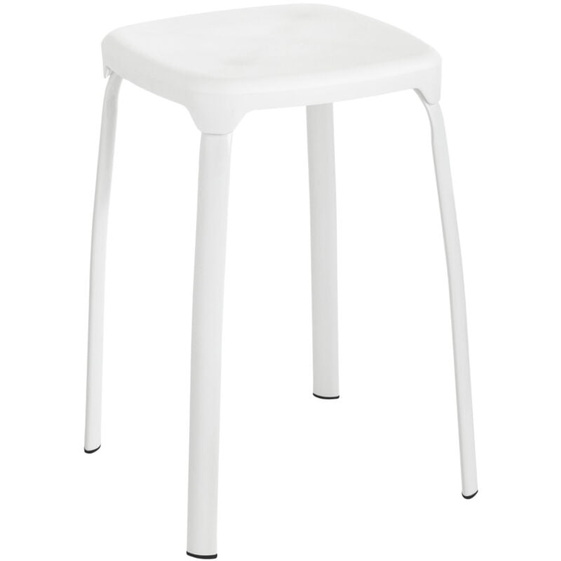 Wenko - Tabouret Losani blanc métal 120 kg pour salle de bain design siège de douche pratique en plastique et métal 29 x 46 x 29 cm tabouret de salle